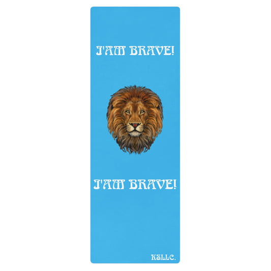 “I’AM BRAVE!”SkyBlue Yoga Mat W/White Font