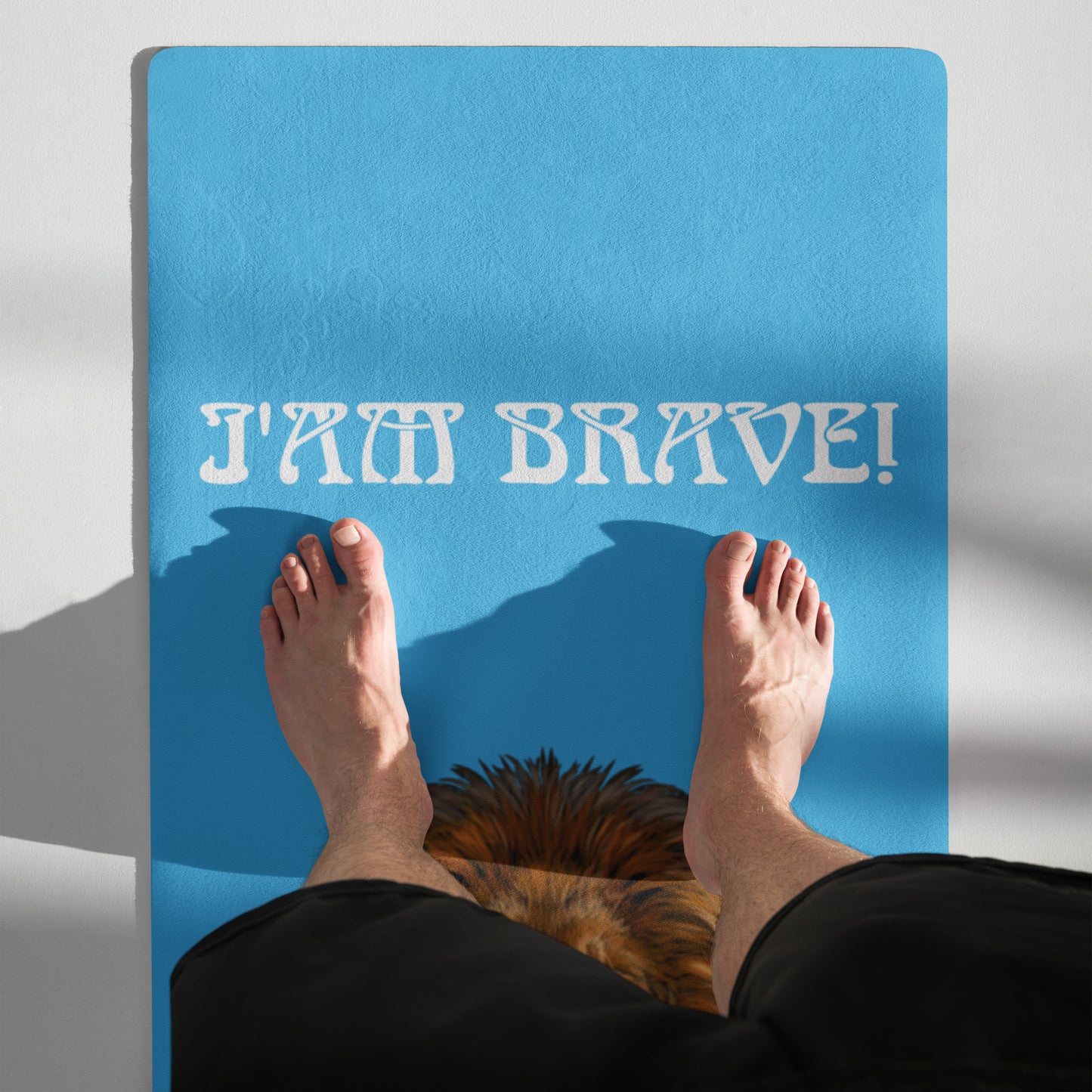 “I’AM BRAVE!”SkyBlue Yoga Mat W/White Font