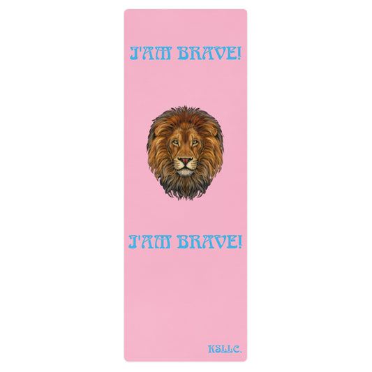 “I’AM BRAVE!”Cotton Candy Yoga Mat W/SkyBlue Font