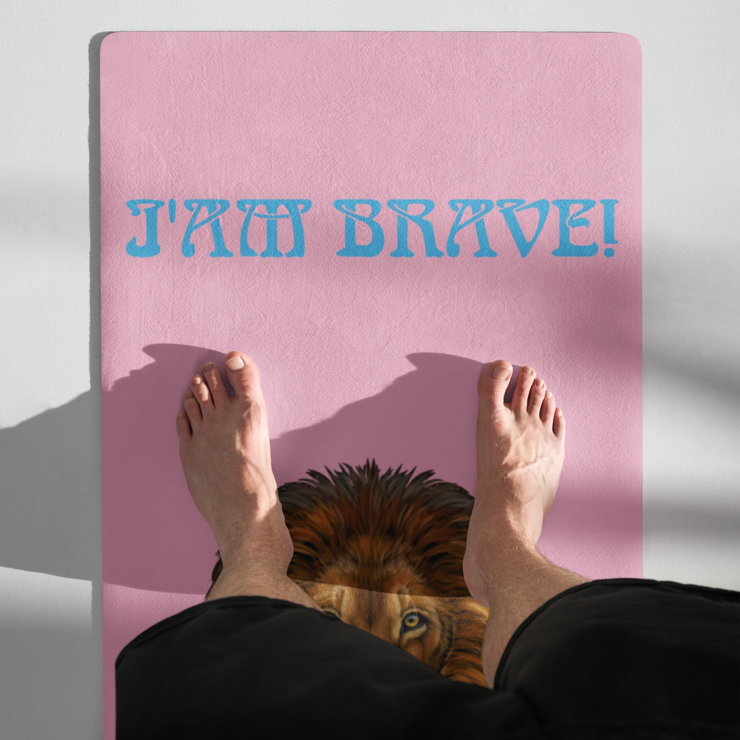 “I’AM BRAVE!”Cotton Candy Yoga Mat W/SkyBlue Font