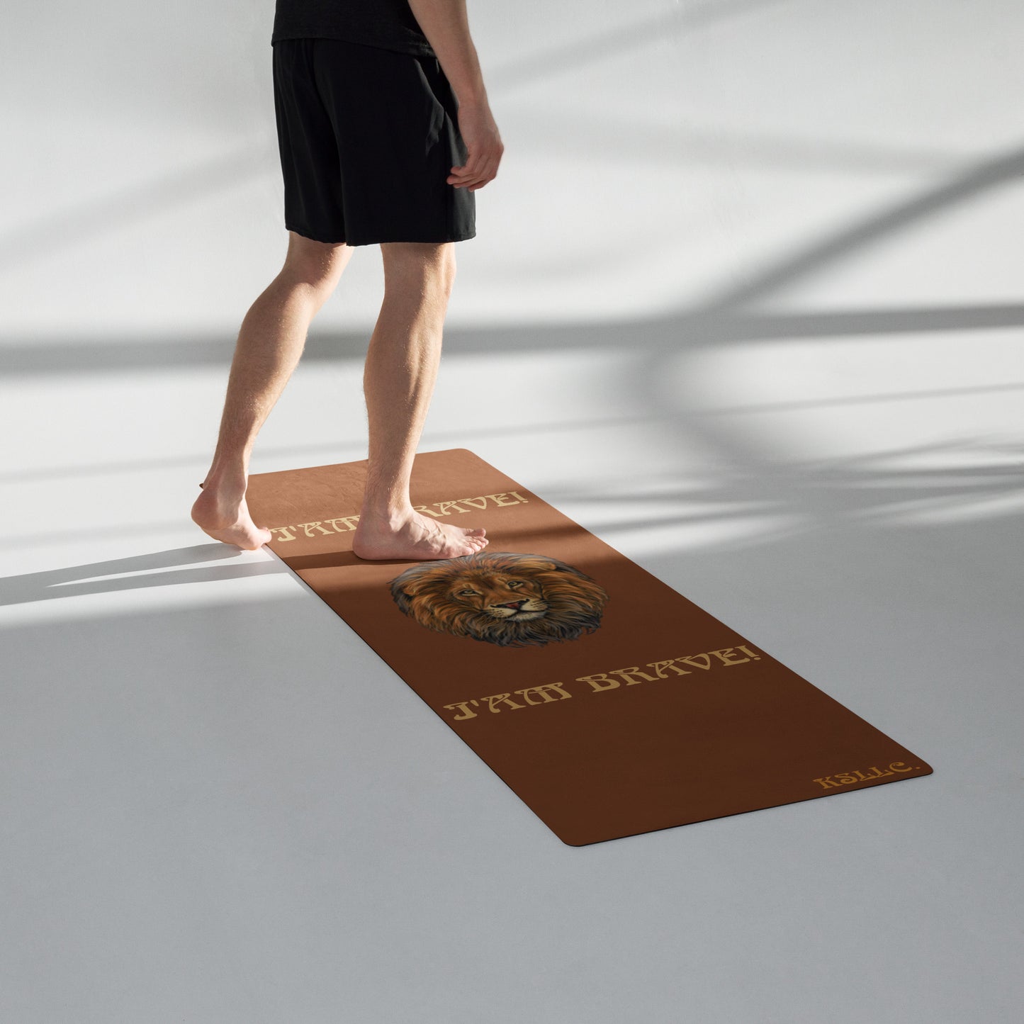 “I’AM BRAVE!”Brown Yoga Mat W/Fawn Font