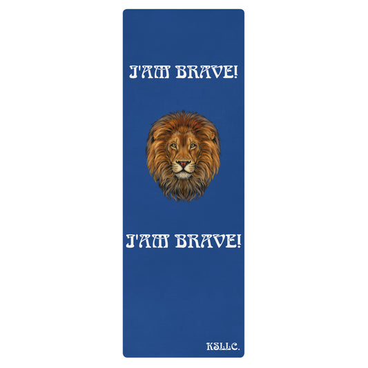 “I’AM BRAVE!”Blue Yoga Mat W/White Font