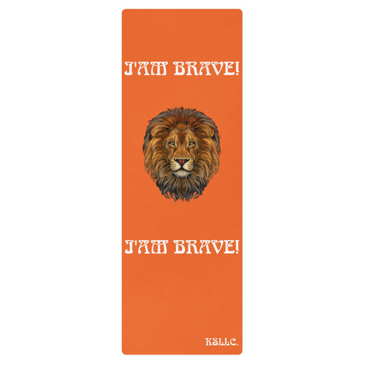 “I’AM BRAVE!”Orange Yoga Mat W/White Font