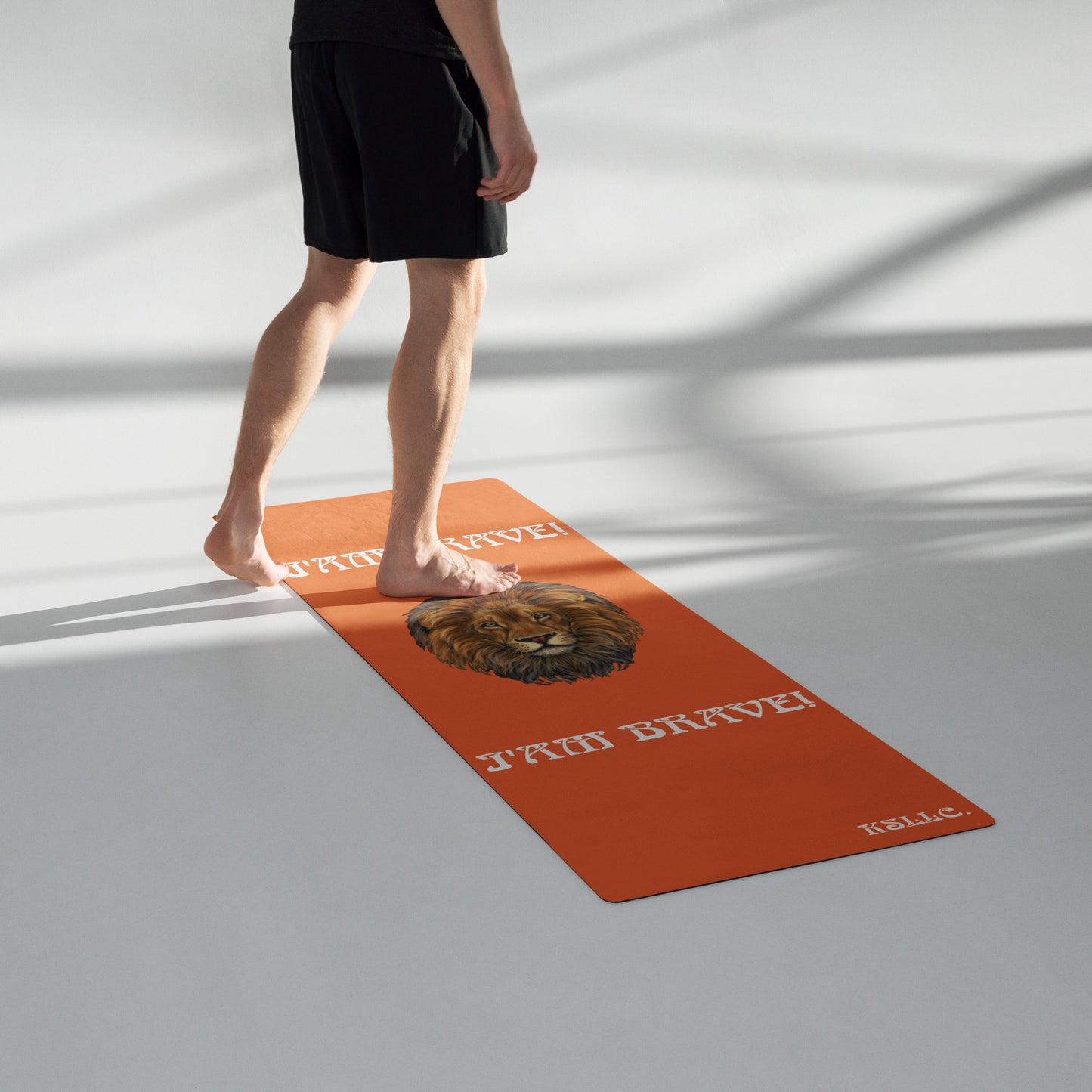 “I’AM BRAVE!”Orange Yoga Mat W/White Font