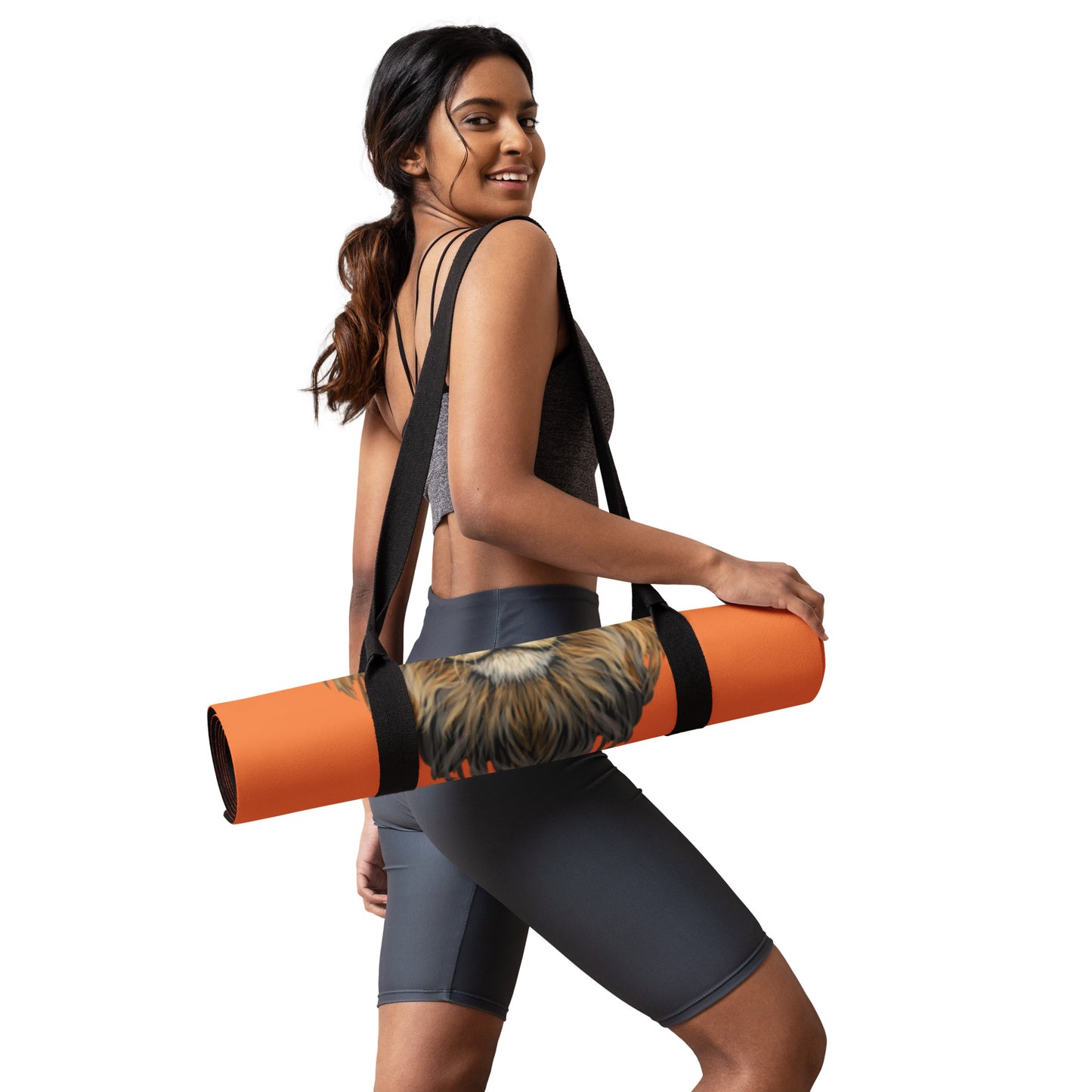 “I’AM BRAVE!”Orange Yoga Mat W/White Font