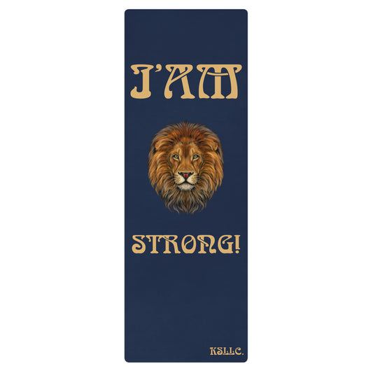 “I’AM STRONG!”Navy Yoga Mat W/Fawn Font