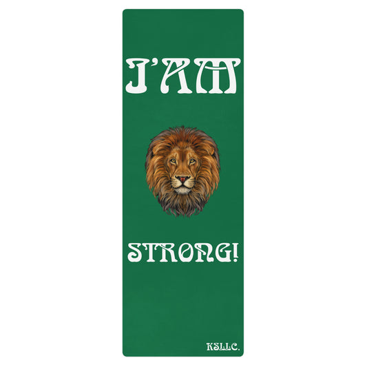 “I’AM STRONG!”Green Yoga Mat W/White Font