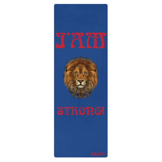 “I’AM STRONG!”Blue Yoga Mat W/Red Font