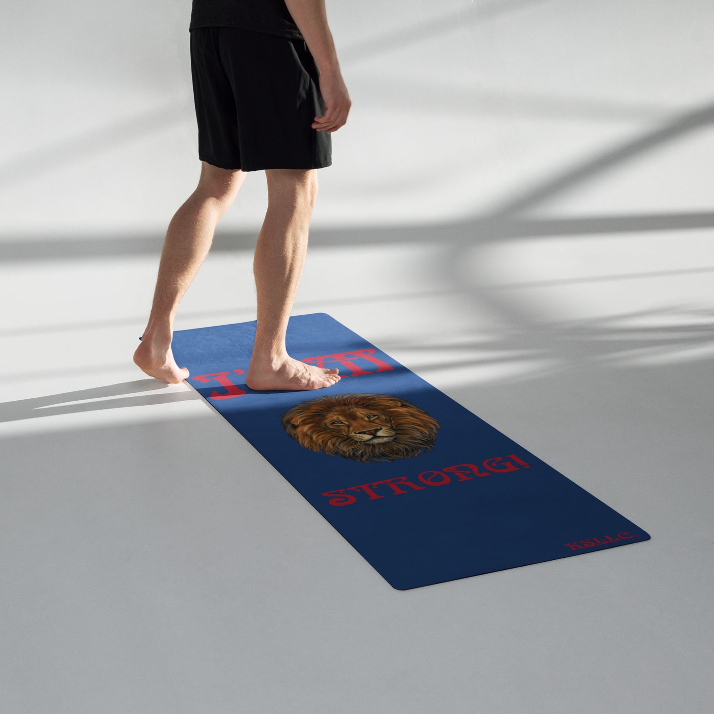 “I’AM STRONG!”Blue Yoga Mat W/Red Font