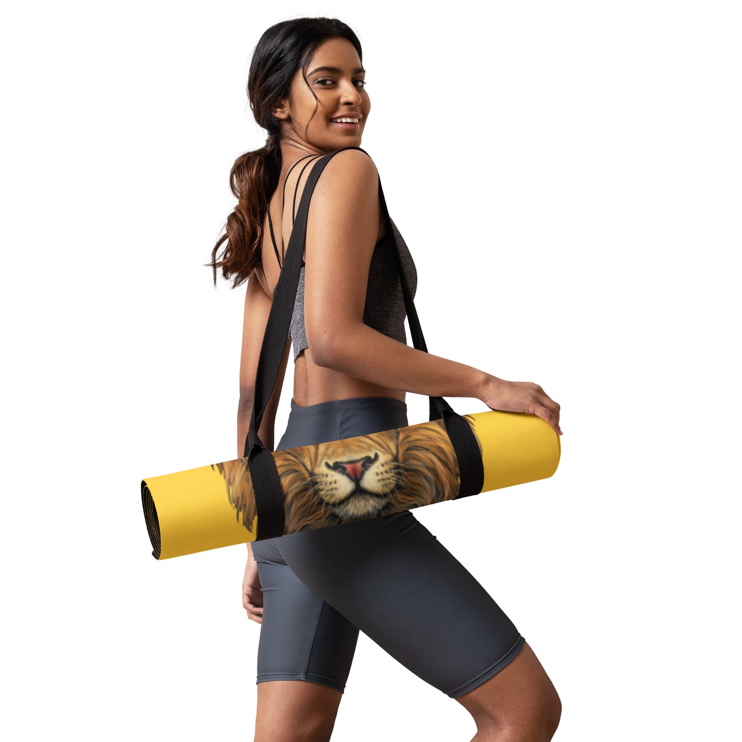 “I’AM STRONG!”Yellow Yoga Mat W/Blue Font