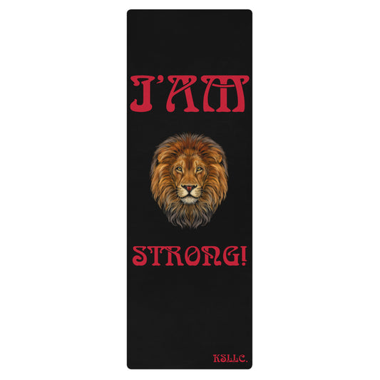 “I’AM STRONG!”Black Yoga Mat W/Red Font