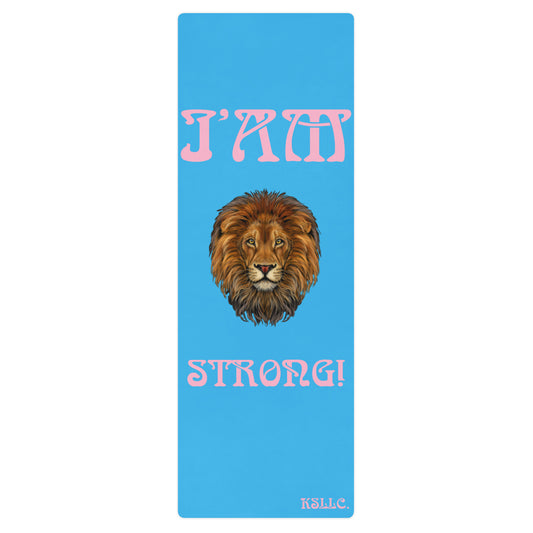 “I’AM STRONG!”SkyBlue Yoga Mat W/Cotton Candy Font