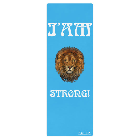 “I’AM STRONG!”SkyBlue Yoga Mat W/White Font